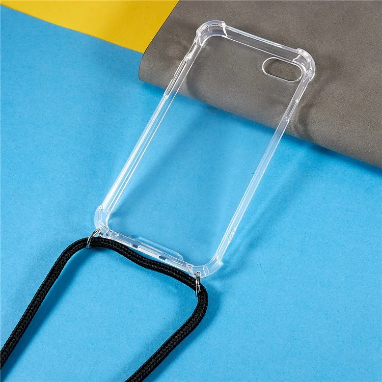 Coque arrière de téléphone pour iPhone 7 / 8 / SE (2020) / SE (2022), étui de protection TPU transparent et anti-chocs avec cordon