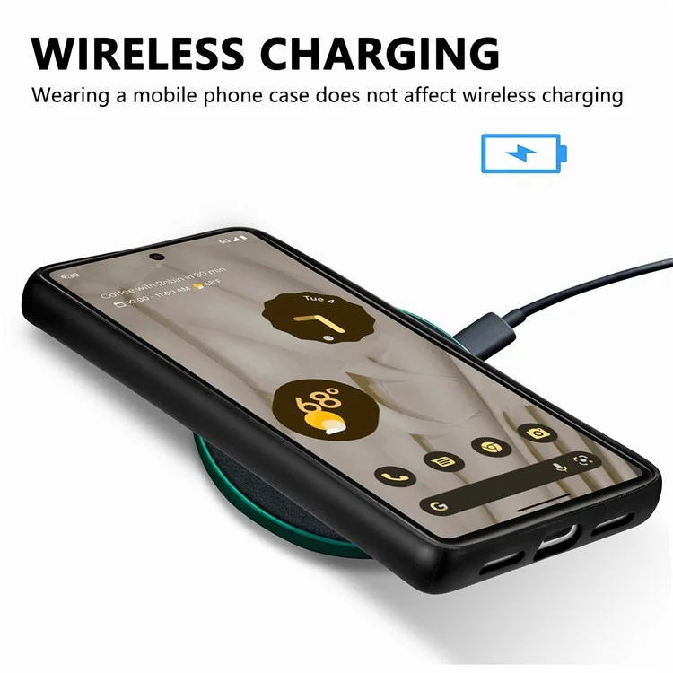 Für Google Pixel 7a 5G Carbonfaser Texture Phone Back Hülle PU Lederbeschichtete PC+TPU Schockdcoverabdeckung - Schwarz
