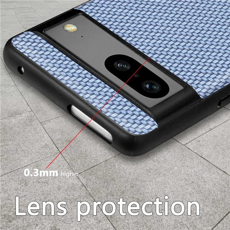 Für Google Pixel 7a 5G Carbonfaser Texture Phone Back Hülle PU Lederbeschichtete PC+TPU Schockdcoverabdeckung - Schwarz