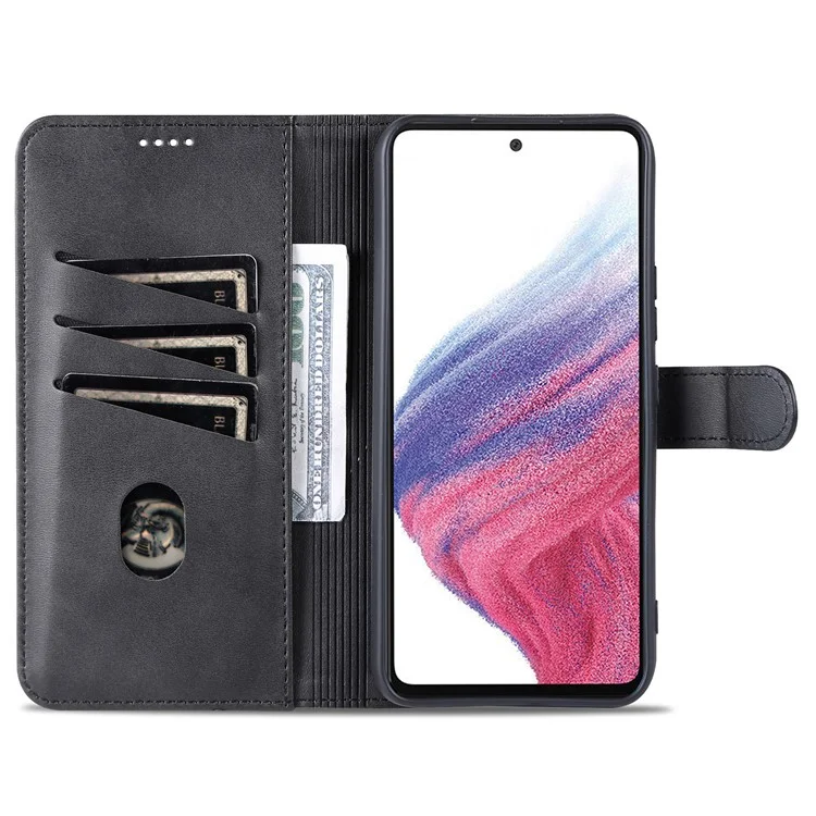 AZNS For Samsung Galaxy A34 5G Shockproof Phone Case Protective Magnetic Flip Leather Wallet Cover with Stand - Black