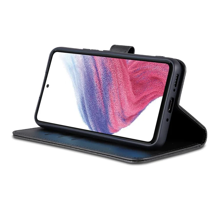 AZNS For Samsung Galaxy A34 5G Shockproof Phone Case Protective Magnetic Flip Leather Wallet Cover with Stand - Black