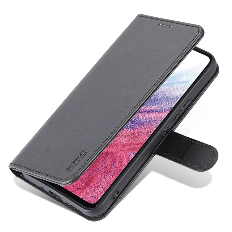 AZNS For Samsung Galaxy A54 5G Magnetic Clasp Phone Case PU Leather Wallet Cover Scratch-resistant Phone Shell with Stand - Black
