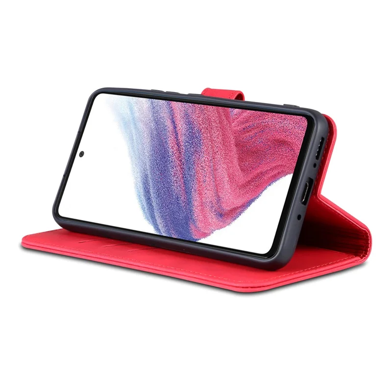AZNS For Samsung Galaxy A54 5G Magnetic Clasp Phone Case PU Leather Wallet Cover Scratch-resistant Phone Shell with Stand - Red
