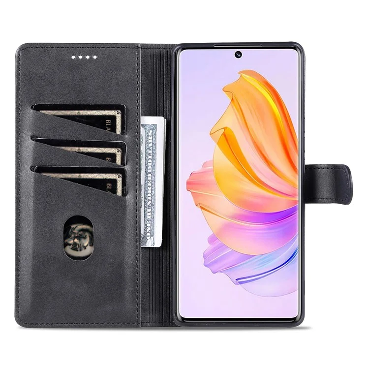 AZNS For Honor 80 SE 5G Carcasa de teléfono móvil a prueba de caídas de cuero PU con tapa magnética - Negro