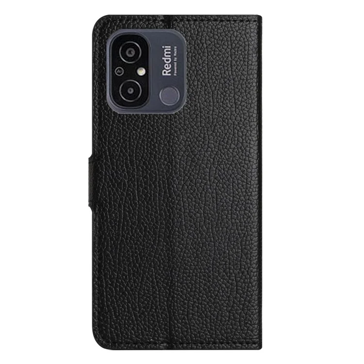 Pour Xiaomi Redmi 11A 4G Square Clasp Litchi Texture PU Leather Wallet Case Magnetic Stand Function Mobile Phone Cover - Noir