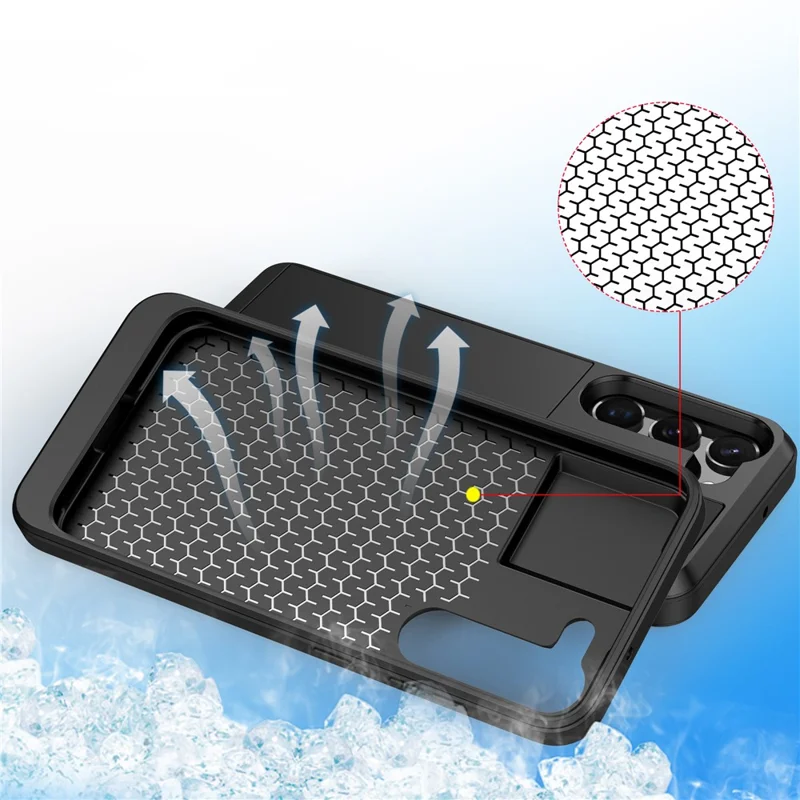 Cell Phone Case for Samsung Galaxy S23, Sliding Card Holder PC + TPU Anti-drop Cover - Mint Green