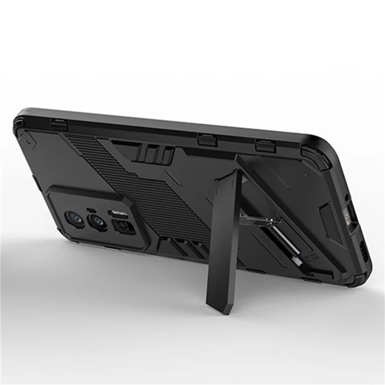 Coque de téléphone avec béquille pour Xiaomi Poco F5 Pro 5G / Redmi K60 Pro 5G / K60 5G anti-rayures Couverture souple TPU Dur PC - Noir