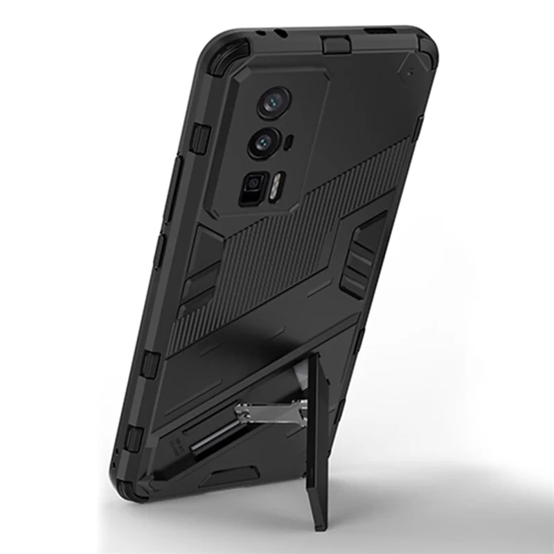 Чехол с подставкой для Xiaomi Poco F5 Pro 5G / Redmi K60 Pro 5G / K60 5G противоударный, мягкий ТПУ и жесткий ПК чехол - Серый