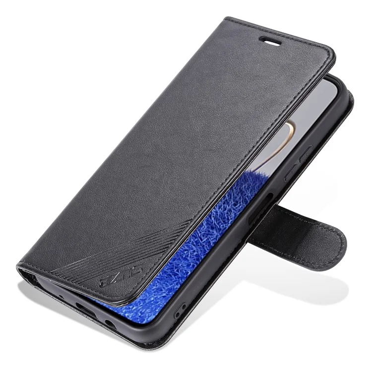 AZNS Mobile Phone Cover for Huawei Enjoy 50z 4G / nova Y61 4G, PU Leather Anti-fall Phone Case with Wallet Stand - Black