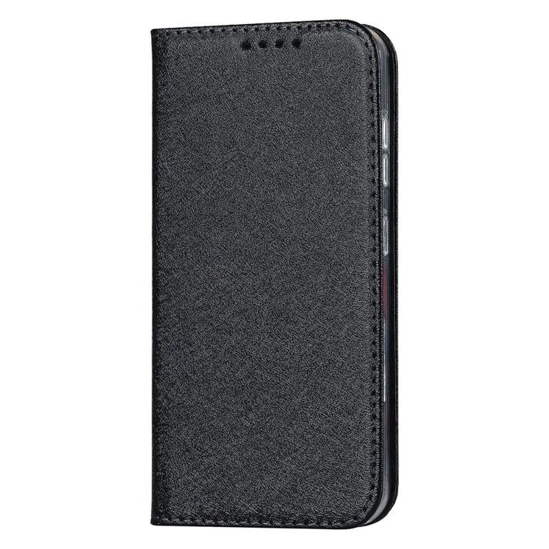 Funda para teléfono Galaxy S23 de Samsung a prueba de golpes, carcasa de piel de PU con textura de seda, con bolsillo para tarjetas y soporte - Negro