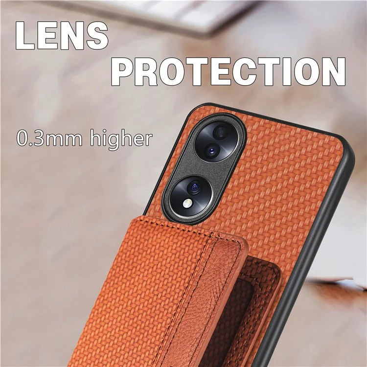Coque de protection pour téléphone Honor 70 5G, étui magnétique en texture fibre de carbone avec support de portefeuille - Noir