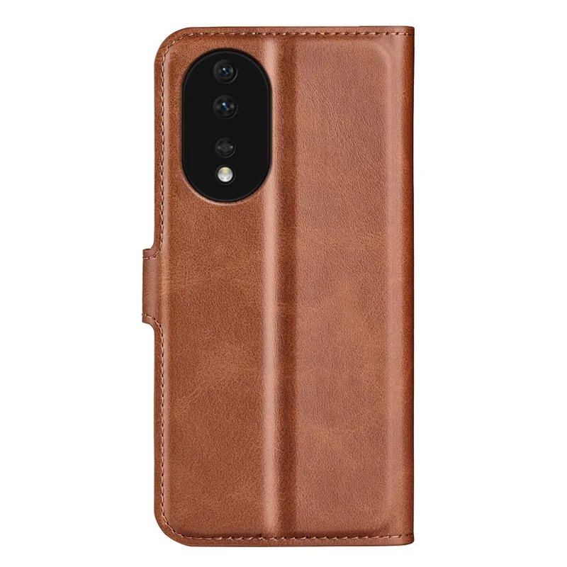 For Honor 80 5G Calf Texture PU Leather Stand Wallet Case Square Magnetic Clasp Phone Cover - Light Brown