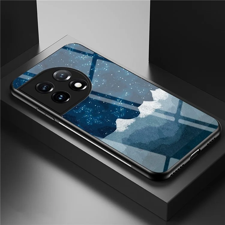 Cell Phone Case for OnePlus 11 5G, Tempered Glass+PC+TPU Starry Sky Pattern Printing Protective Cover - Scattering Starry
