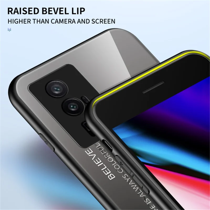 Phone Case for Xiaomi Poco F5 Pro 5G / Redmi K60 Pro 5G / K60 5G Gradient Color Tempered Glass + PC + TPU Cell Phone Cover - Gradient Blue Black