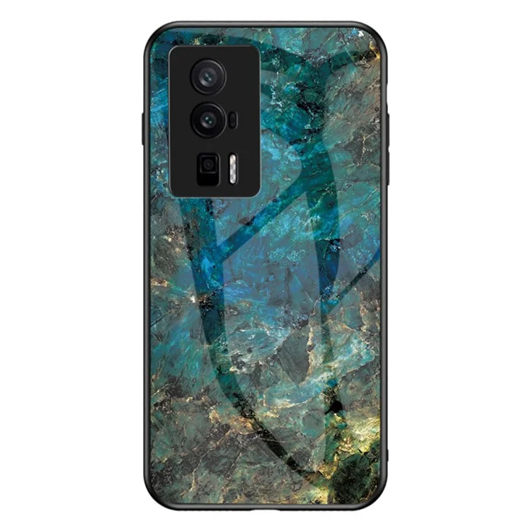 Pour Xiaomi Poco F5 Pro 5G / Redmi K60 Pro 5G / K60 5G Verre trempé + Coque PC + TPU Motif marbre Impression Étui de protection pour téléphone - Marbre émeraude