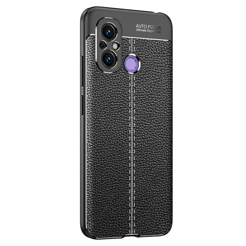 Slim TPU Phone Cover For Xiaomi Redmi 12C 4G, Litchi Texture Anti-Scratch Shockproof Phone Case - Black