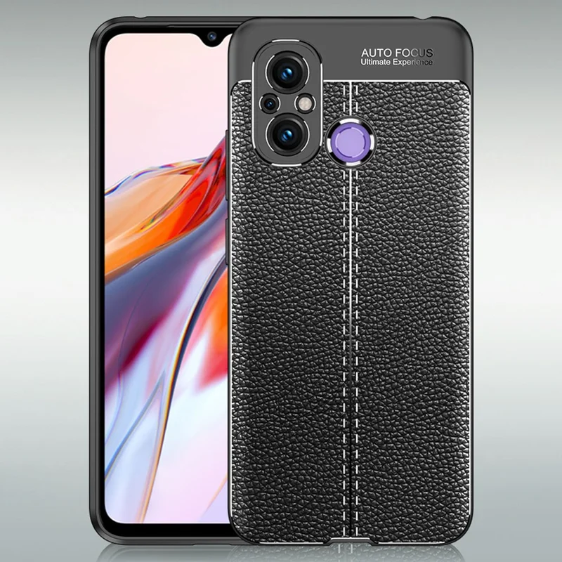 Slim TPU Phone Cover For Xiaomi Redmi 12C 4G, Litchi Texture Anti-Scratch Shockproof Phone Case - Black