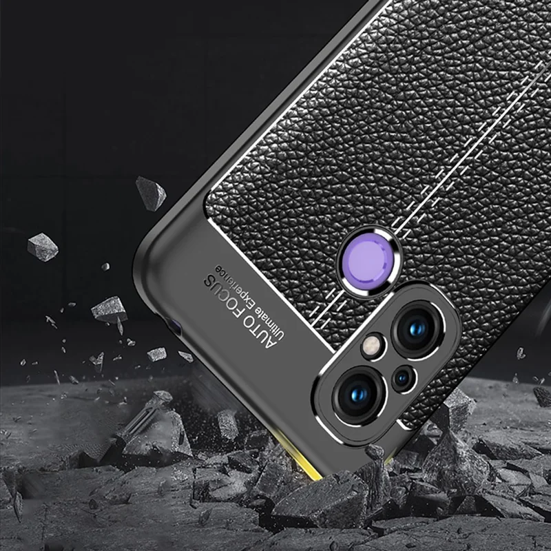 Slim TPU Phone Cover For Xiaomi Redmi 12C 4G, Litchi Texture Anti-Scratch Shockproof Phone Case - Black