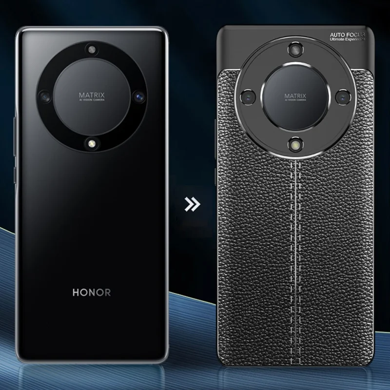 For Honor X9a 5G Drop-proof Mobile Phone Case Litchi Texture TPU Slim Protective Phone Cover - Blue