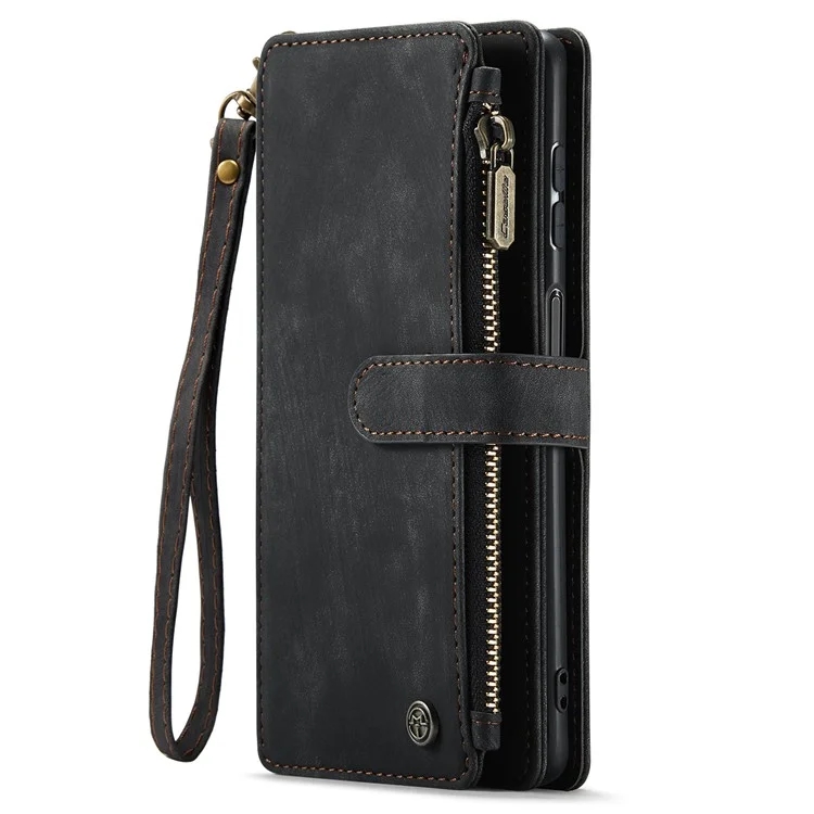 CASEME C30 Series Custodia Antiurto per Samsung Galaxy A34 5G, Custodia Portafoglio in Pelle PU con Cerniera e Supporto - Nero