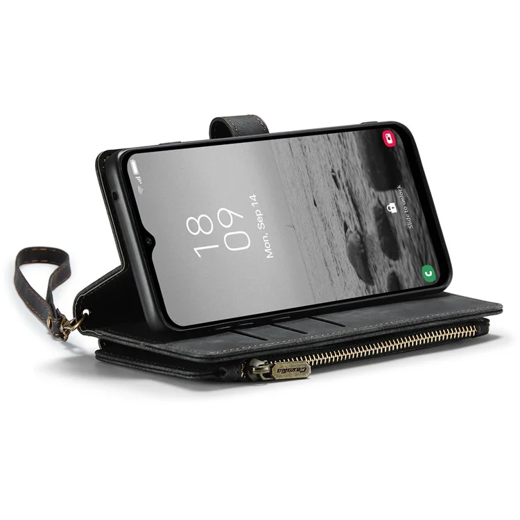 CASEME C30 Series Custodia Antiurto per Samsung Galaxy A34 5G, Custodia Portafoglio in Pelle PU con Cerniera e Supporto - Nero