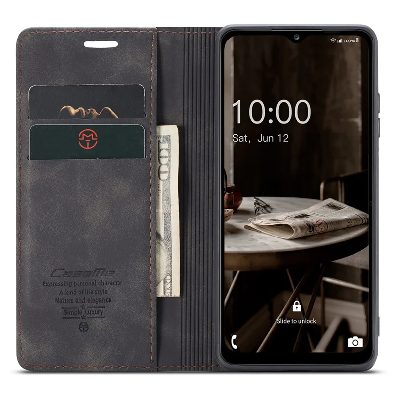 CASEME 013 Series for Samsung Galaxy A34 5G Phone Case PU Leather Wallet Stand Case Protective Cover - Black