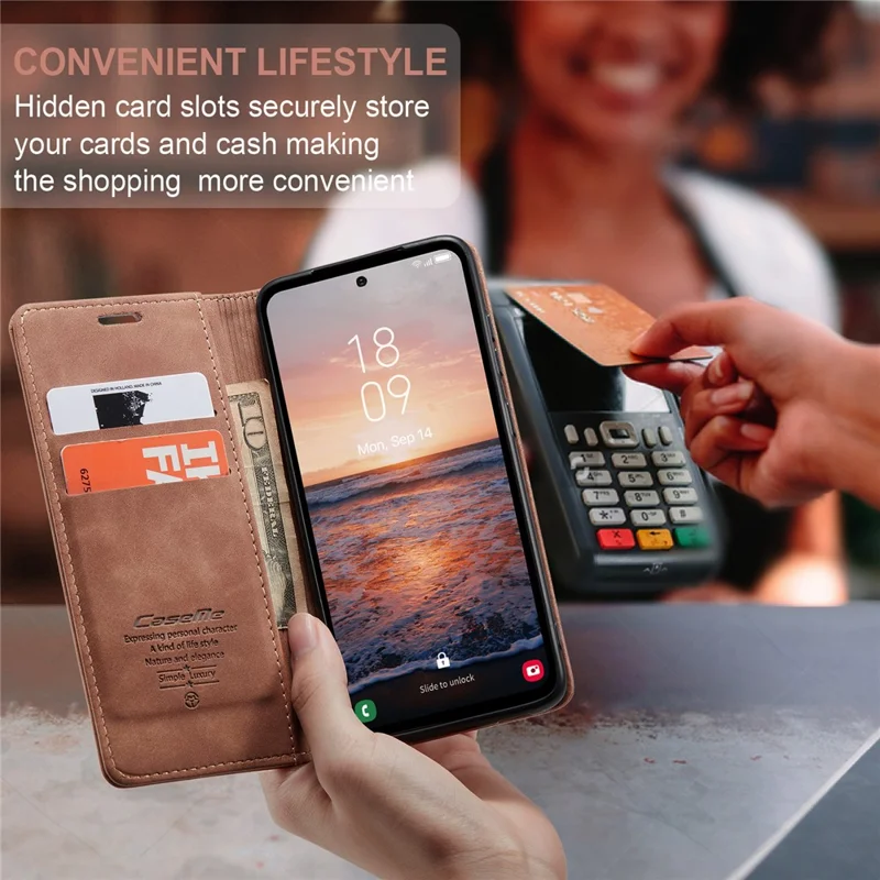 CASEME 013 Serie Custodia per Samsung Galaxy A54 5G Custodia in Pelle PU Portafoglio Stand Antiurto - Marrone