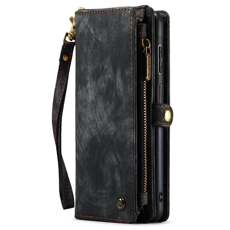 CASEME 008 Series para Samsung Galaxy A34 5G Zipper Pocket Design PU Leather Case Detachable Phone Cover with Stand Wallet - Preto