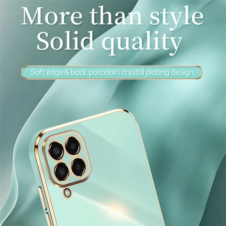 XINLI Phone Case for Samsung Galaxy M53 5G, Electroplating Golden Edge Shockproof TPU Protective Cover - Cyan