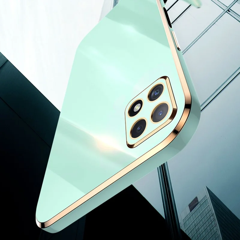 XINLI Phone Case for Samsung Galaxy A22 5G (EU Version), Electroplating Golden Edge Bump Proof TPU Protective Cover - Pink