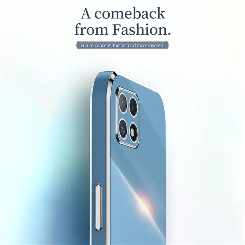 XINLI Phone Case for Samsung Galaxy A22 5G (EU Version), Electroplating Golden Edge Bump Proof TPU Protective Cover - Pink