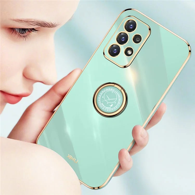 XINLI Slim Phone Case Supporto per Samsung Galaxy A32 4G (versione EU), Custodia protettiva antiurto con rivestimento elettrolitico - Ciano