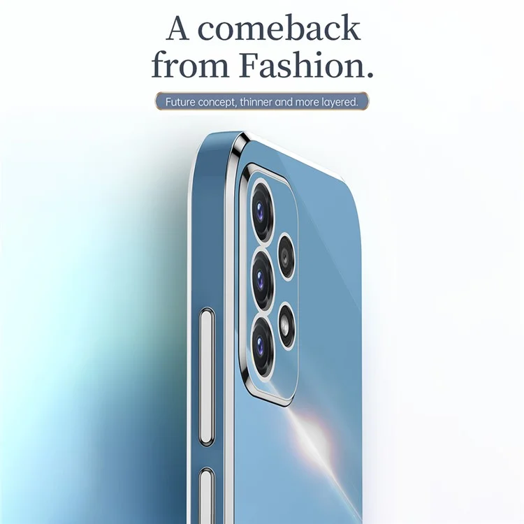 XINLI Slim Phone Case Supporto per Samsung Galaxy A32 4G (versione EU), Custodia protettiva antiurto con rivestimento elettrolitico - Ciano
