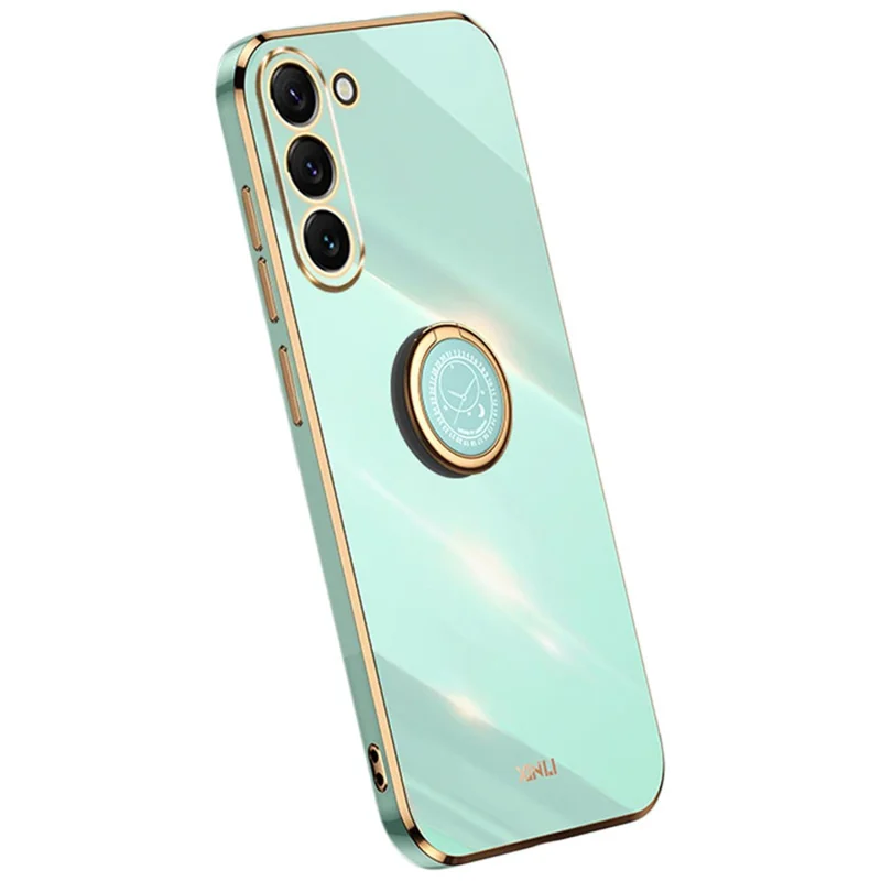 XINLI para Samsung Galaxy S23 Anel Suporte Capa TPU Telefone Celular à Prova de Choque Eletrodepositada Caso Traseiro - Ciano