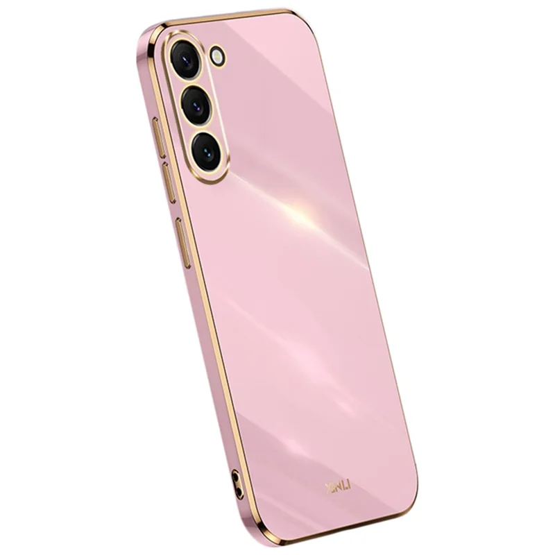 XINLI Phone Case for Samsung Galaxy S23+, Electroplating Golden Edge Anti-fall TPU Protective Back Cover - Purple