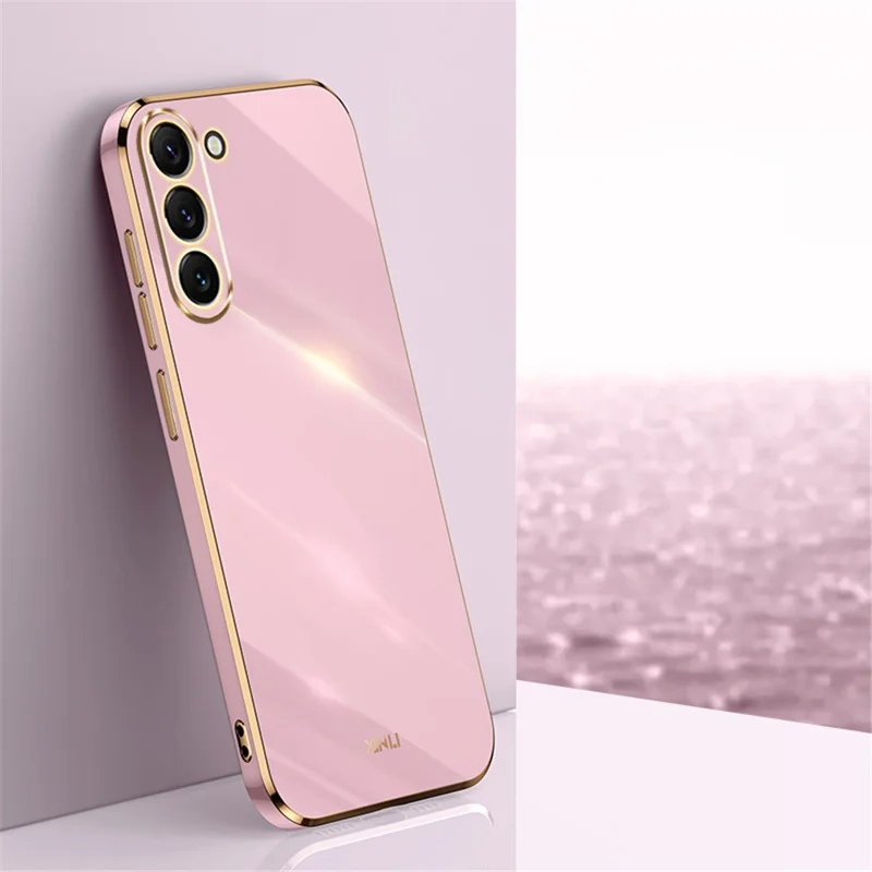 XINLI Phone Case for Samsung Galaxy S23+, Electroplating Golden Edge Anti-fall TPU Protective Back Cover - Purple