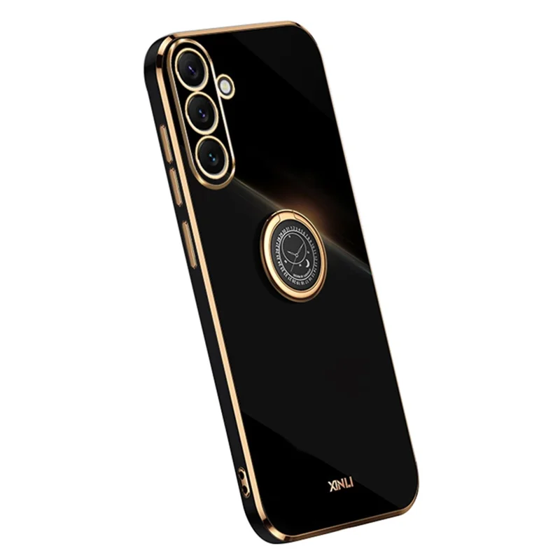 XINLI For Samsung Galaxy A54 5G Drop-proof Protective Phone Cover Electroplating Slim Mobile Phone Case Kickstand - Black