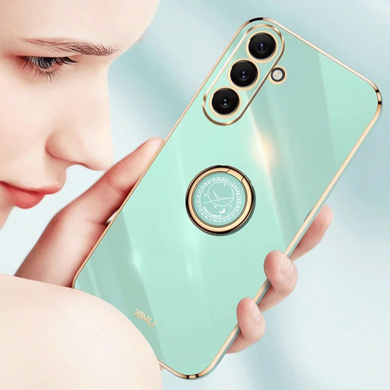 XINLI For Samsung Galaxy A54 5G Drop-proof Protective Phone Cover Electroplating Slim Mobile Phone Case Kickstand - Black
