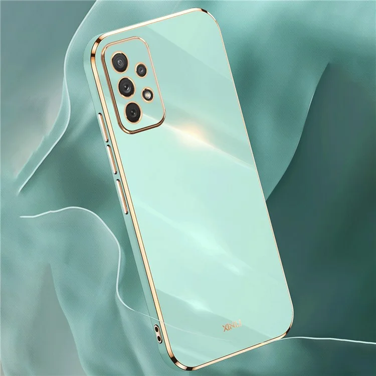 XINLI Cell Phone Cover For Samsung Galaxy A53 5G, Electroplating Golden Edge Scratch-resistant Anti-drop TPU Phone Case - Cyan