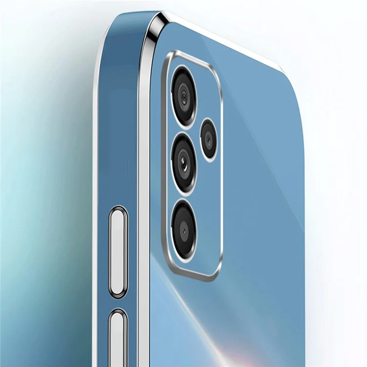 XINLI Anti-drop Phone Case For Samsung Galaxy A14 5G / A14 4G Electroplating Golden Edge TPU Mobile Phone Cover - Cyan