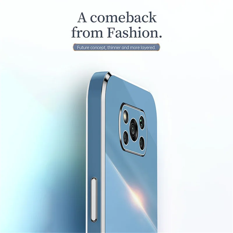 Coque de téléphone XINLI pour Xiaomi Poco X3 / X3 Pro / X3 NFC, protection antichoc avec bord doré en électroplaquage, coque de protection arrière en TPU - Bleu