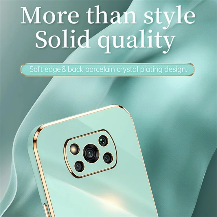 XINLI Phone Case for Xiaomi Poco X3 / X3 Pro / X3 NFC, Drop Proof Electroplating Golden Edge TPU Protective Back Cover - Pink