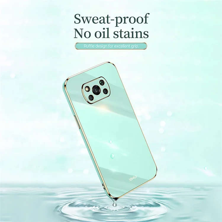 XINLI Phone Case for Xiaomi Poco X3 / X3 Pro / X3 NFC, Drop Proof Electroplating Golden Edge TPU Protective Back Cover - Pink