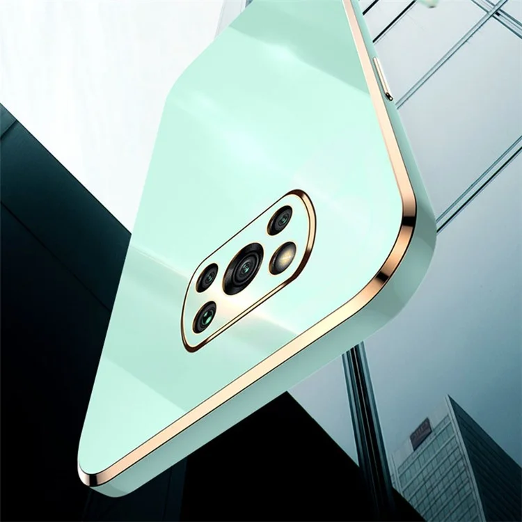 XINLI Phone Case for Xiaomi Poco X3 / X3 Pro / X3 NFC, Drop Proof Electroplating Golden Edge TPU Protective Back Cover - White