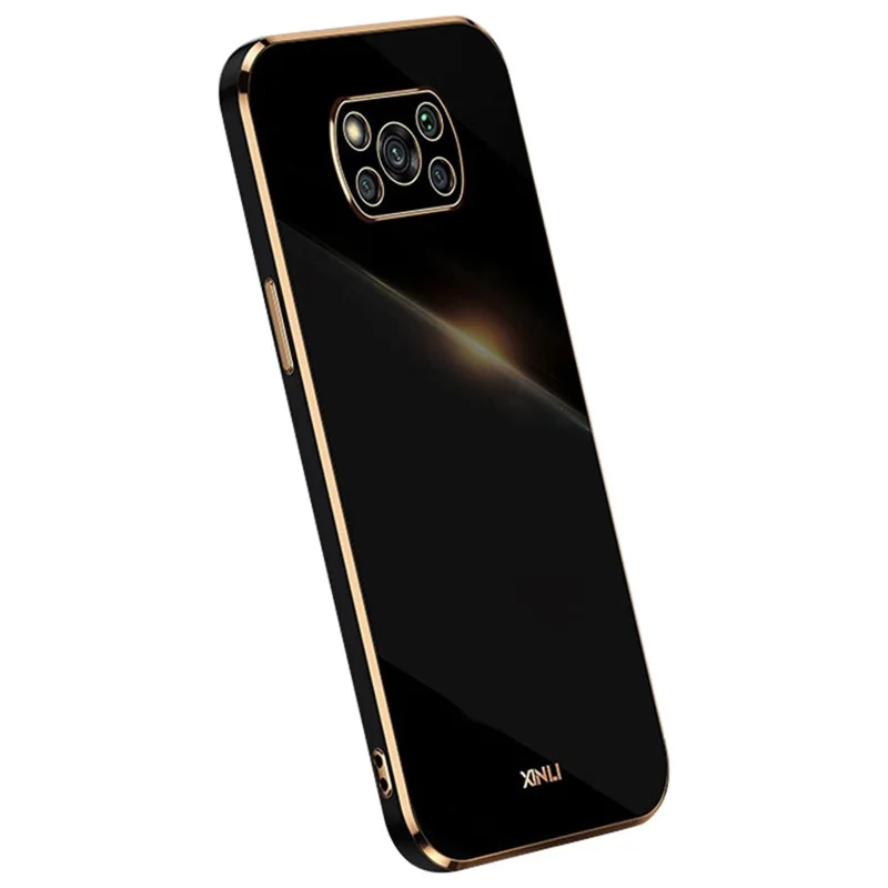 XINLI Phone Case for Xiaomi Poco X3 / X3 Pro / X3 NFC, Drop Proof Electroplating Golden Edge TPU Protective Back Cover - Black