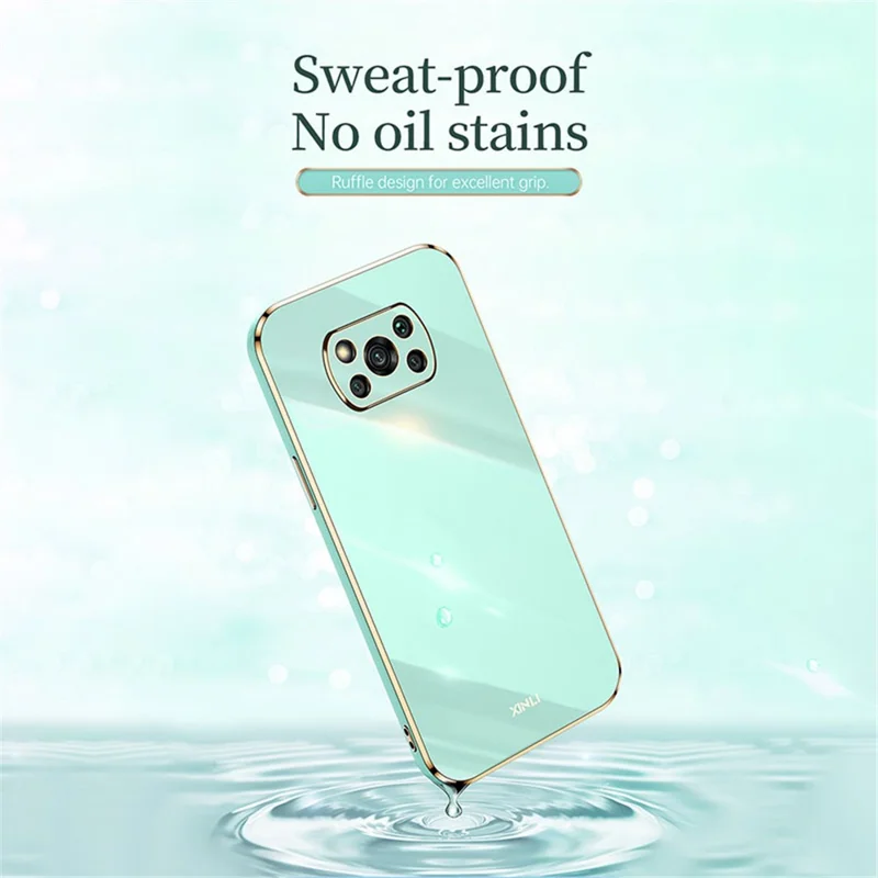XINLI Funda para teléfono móvil para Xiaomi Poco X3 / X3 Pro / X3 NFC, protección contra caídas con borde dorado plateado de TPU - Rojo