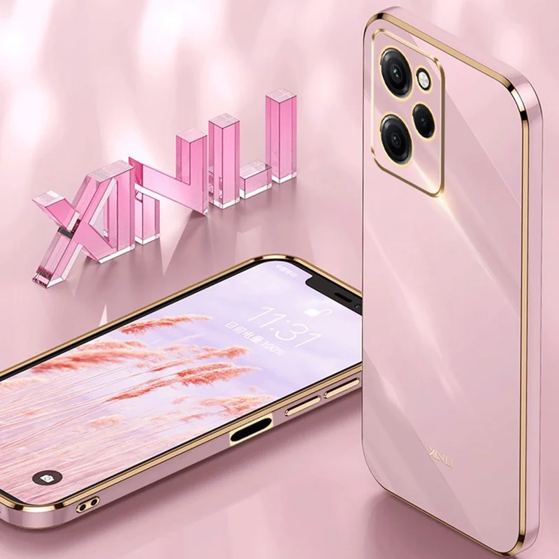 XINLI для Xiaomi Poco X5 Pro 5G / Redmi Note 12 Pro Speed 5G Чехол для телефона с электролитическим золотым краем, гибкий ТПУ, ударопрочный - синий
