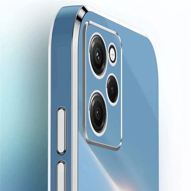 XINLI Para Xiaomi Redmi Note 12 Pro Speed 5G / Poco X5 Pro 5G Ring Kickstand Phone Case Electroplating Golden Edge Soft TPU Cover - Cyan