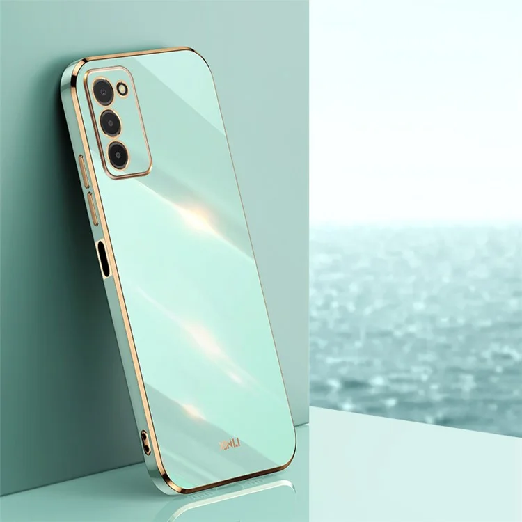 XINLI TPU Phone Cover for Samsung Galaxy A03s (164.2 x 75.9 x 9.1mm), Electroplating Anti-shock Mobile Phone Case - Cyan