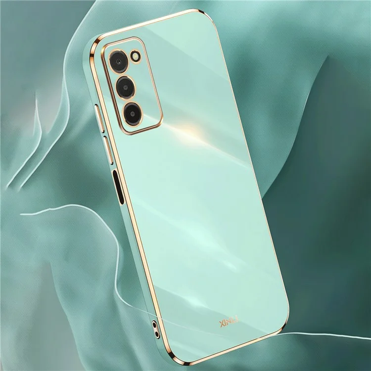 XINLI TPU Phone Cover for Samsung Galaxy A03s (164.2 x 75.9 x 9.1mm), Electroplating Anti-shock Mobile Phone Case - Cyan